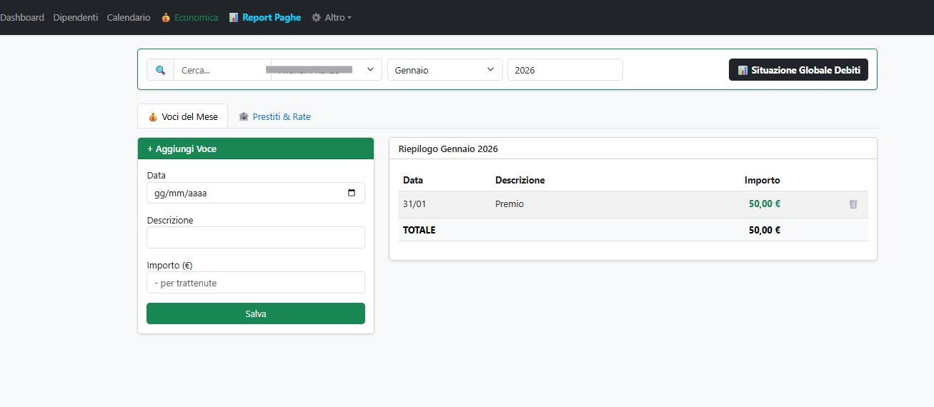 Aggiungi Premi e Trasferte